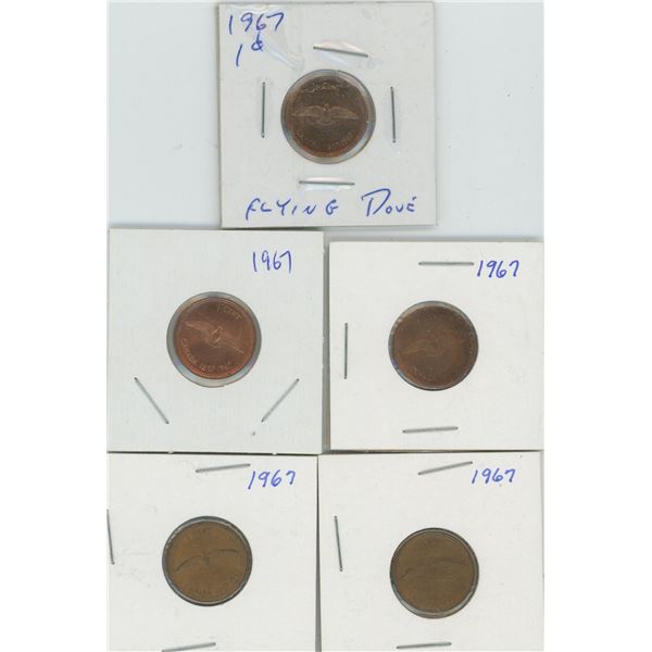 (5) Canadian Pennies 1967