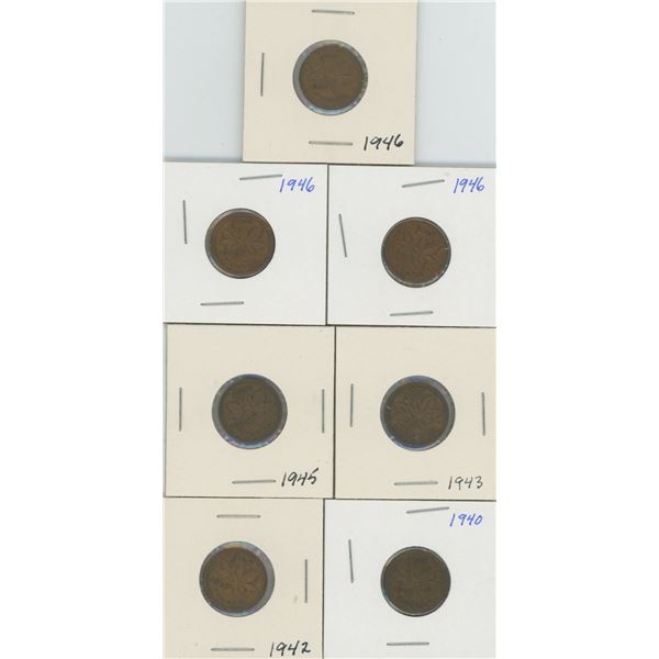(7) Canadian Pennies 1940-1946