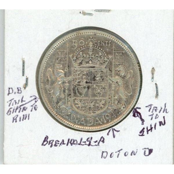 1942 Canadian 50 Cent Coin