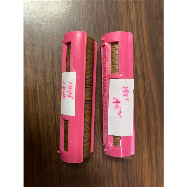 (2) Rolls Of Canadian Pennies 1945-1952