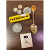 Image 1 : Lot Of Queen Spoon + Tokens + Elvis Matches + silver dimes