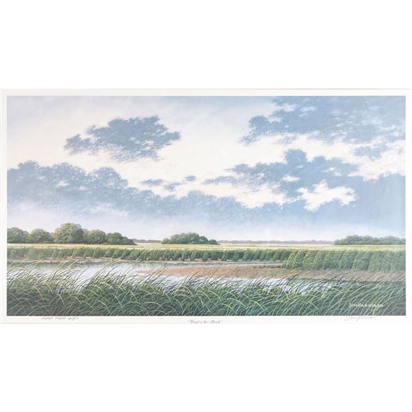 Framed Jim Harrison Lithograph, Wind In The Marsh