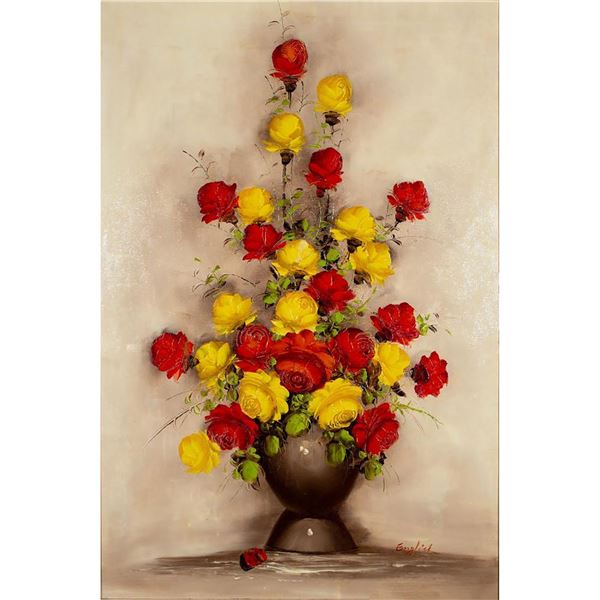 Framed, Large Giclee On Canvas, Flower Still Life, Signed