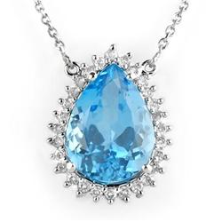 NECKLACE 14.80ctw ACA CERTIFIED DIAMOND & BLUE TOPAZ