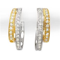 CERTIFIED 0.65ctw DIAMOND HOOP ERRINGS TWO-TONE GOLD