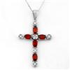 Image 1 : ACA CERTIFIED 3.15ctw DIAMOND & GARNET NECKLACE GOLD