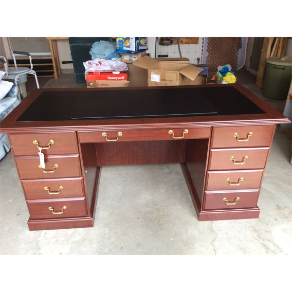 Wooden Desk w/ Leather Top