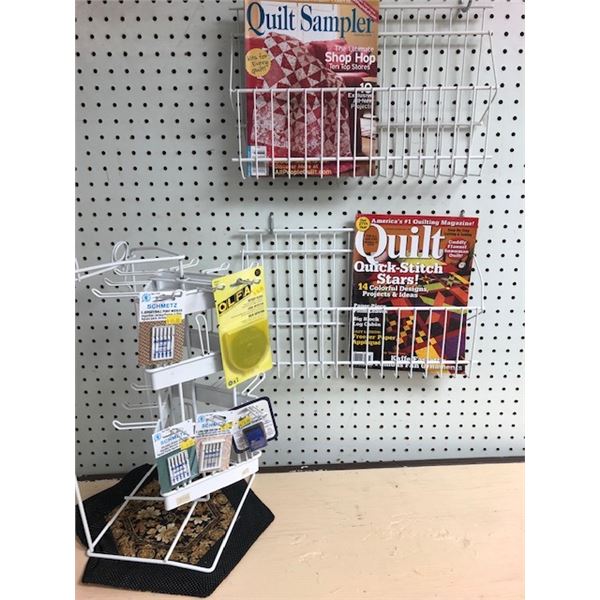 2 magazine/book racks & 1 counter top notions display rack