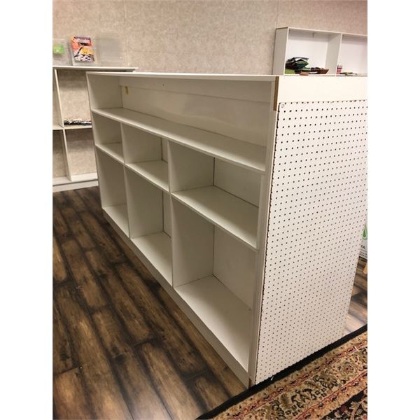 Double sided shelving - approx. 98" long x 54" high x 12" deep each side