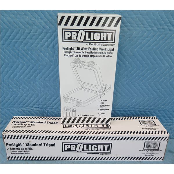 ProLight 514125 Folding Work Light Rechargeable & Standard Tripod New in Box