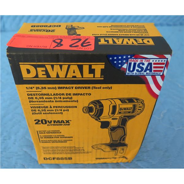 DeWalt DCF885B Impact Driver 20V Max (Tool Only)  New in Box