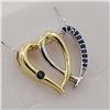 Image 2 : NEW STERLING SILVER YELLOW GOLD PLATED GENUINE SAPPHIRE HEART PENDANT W/ STERLING CHAIN W/ APPRAISAL