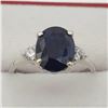 Image 1 : NEW STERLING SILVER GENUINE BLUE SAPPHIRE AND CZ RING W/ APPRAISAL $940