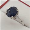 Image 2 : NEW STERLING SILVER GENUINE BLUE SAPPHIRE AND CZ RING W/ APPRAISAL $940
