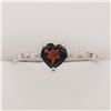 Image 1 : NEW 10KT WHITE GOLD GENUINE GARNET AND DIAMOND HEART RING W/ APPRAISAL $1260