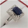 Image 2 : NEW STERLING SILVER GENUINE BLUE SAPPHIRE AND CZ RING W/ APPRAISAL $900