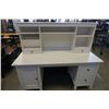 Image 1 : WHITE DOUBLE PEDESTAL DESK WITH HUTCH