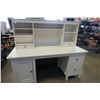 Image 8 : WHITE DOUBLE PEDESTAL DESK WITH HUTCH