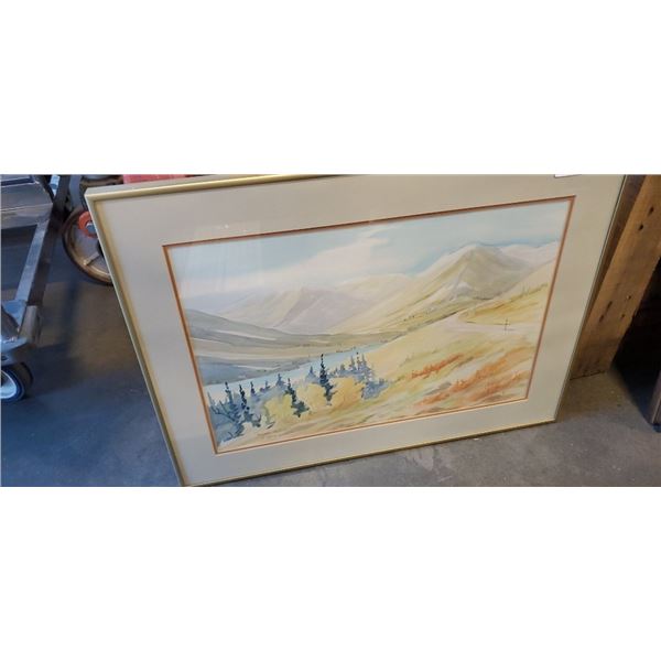 Alaskan highway watercolor signed S.L. Barnes