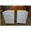 Image 2 : TWO 3 DRAWER ROLLING WHITE ENDTABLES