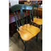 Image 8 : ROUND MAPLE AND GREEN  DINING TABLE WITH 4 CHAIRS