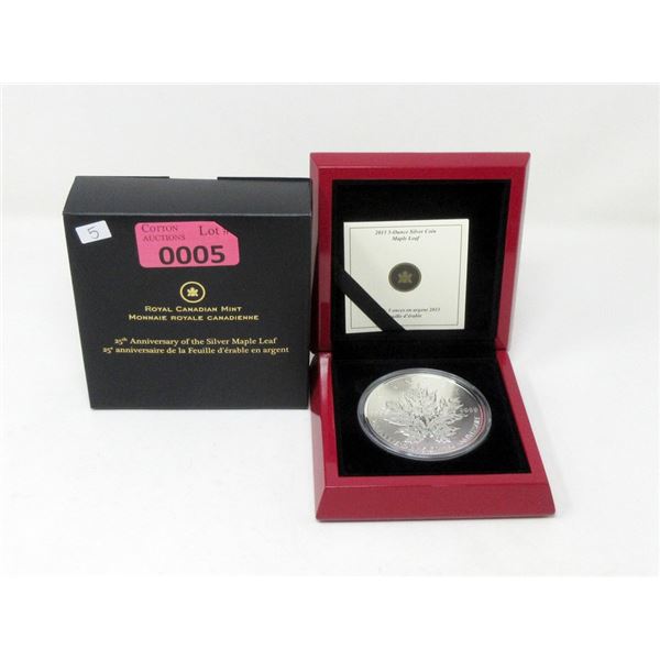 5 Oz .9999 Fine Silver 2013 Canada Maple Leaf Coin