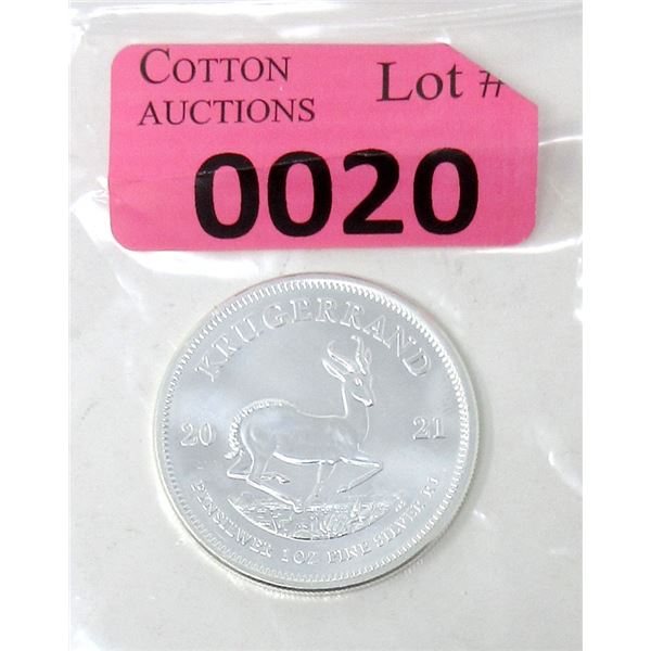 1 Oz .999 Fine Silver 2021 Krugerrand Coin