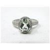 Image 1 : Sterling Silver Green Amethyst & Diamond Ring