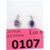 Image 1 : New Amethyst & Diamond Sterling Silver  Earrings