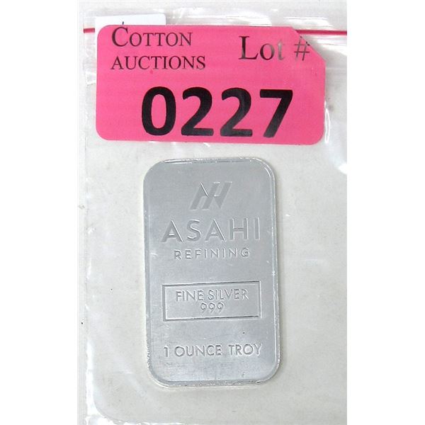 1 Oz. Asahi Refining .999 Silver Bar