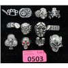 Image 1 : 12 New Large Stainless Steel Biker Rings