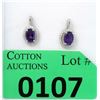 Image 1 : New Amethyst & Diamond Sterling Silver Earrings