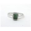 Image 1 : Emerald & Diamond Sterling Silver Ring