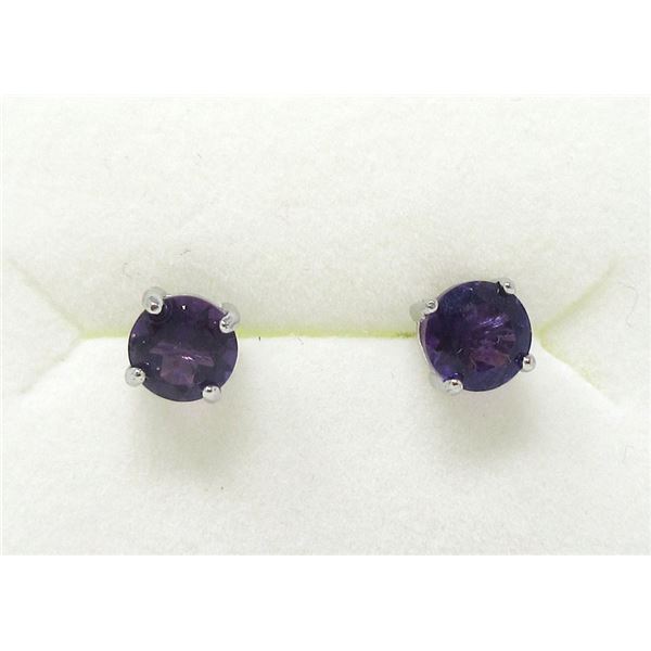 New Sterling Silver Amethyst Stud Earrings