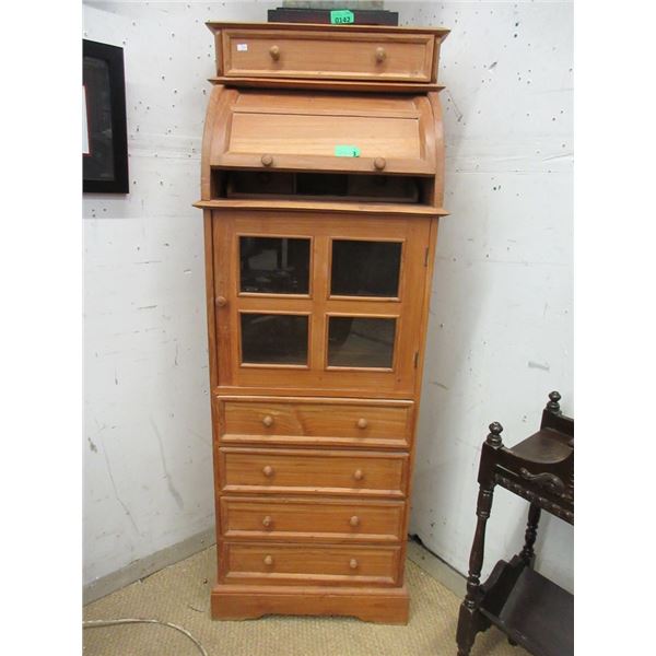 Roll Top Wood Storage Cabinet