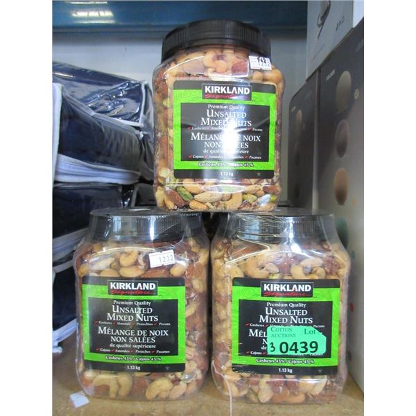 3 x 1.13 kg Containers of Unsalted Mixed Nuts