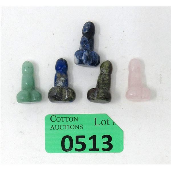 Five Hand Carved 1  Gemstone Penis