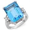 Image 1 : CERTIFIED 15.5ctw DIAMOND & BLUE TOPAZ RING WHITE GOLD