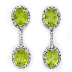 ACA CERTIFIED 8.10ctw DIAMOND & PERIDOT EARRINGS GOLD