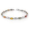 Image 1 : ACA CERTIFIED 3.0ctw MULTI-COLOR SAPPHIRE BRACELET GOLD