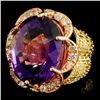 Image 2 : 14K Gold 23.02ct Amethyst & 0.75ctw Diamond Ring