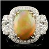 Image 1 : 14K Gold 3.18ct Opal & 1.08ctw Diamond Ring