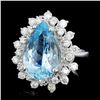 Image 2 : 14K Gold 7.00ct Aquamarine & 1.20ctw Diamond Ring