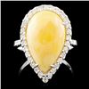 Image 1 : 14K Gold 5.82ct Opal & 0.42ctw Diamond Ring
