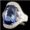 Image 2 : 18K Gold 11.28ct Tanzanite & 1.82ctw Diamond Ring