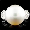 Image 1 : 18K Gold 14.50mm Pearl & 0.71ctw Diamond Ring