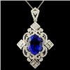 Image 2 : 18K Gold 9.93ct Tanzanite & 2.12ctw Diamond Pendan