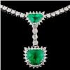 Image 1 : 18K White Gold 3.03ct Emerald & 5.06ct Diamond Nec