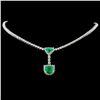 Image 2 : 18K White Gold 3.03ct Emerald & 5.06ct Diamond Nec