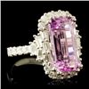Image 3 : 18K Gold 7.08ct Kunzite & 1.29ctw Diamond Ring
